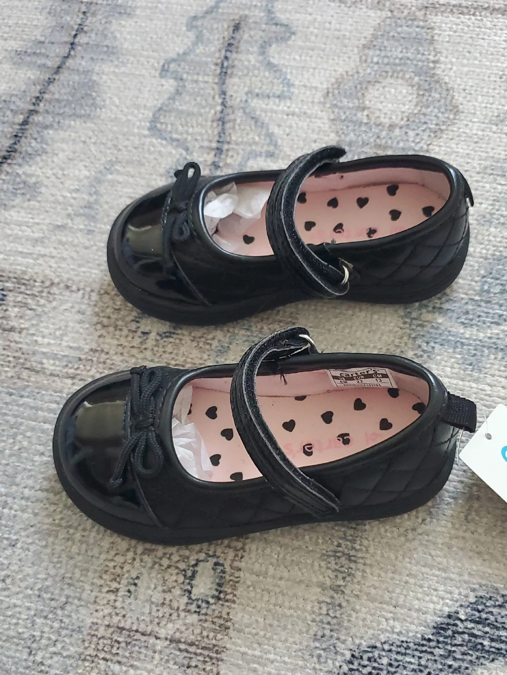 NWT Carters Black Aggie 2 Quilted Cap Toe Mary Jane Shoes Sz6